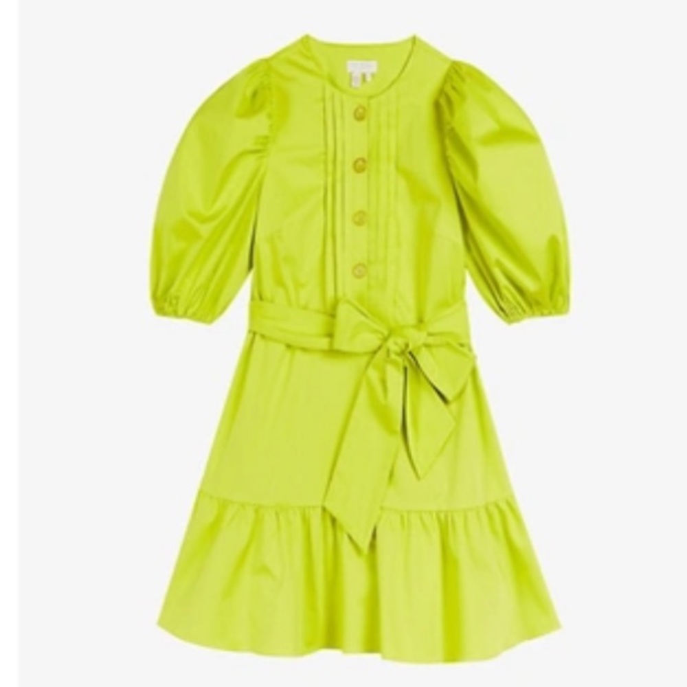 Ted Baker Sofia Ruffle Mini Dress Bright Green Size 4 - Picture 2 of 16